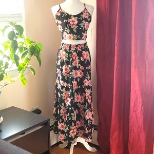 Almost Famous Junior Floral Maxi Skirt and Crop Top